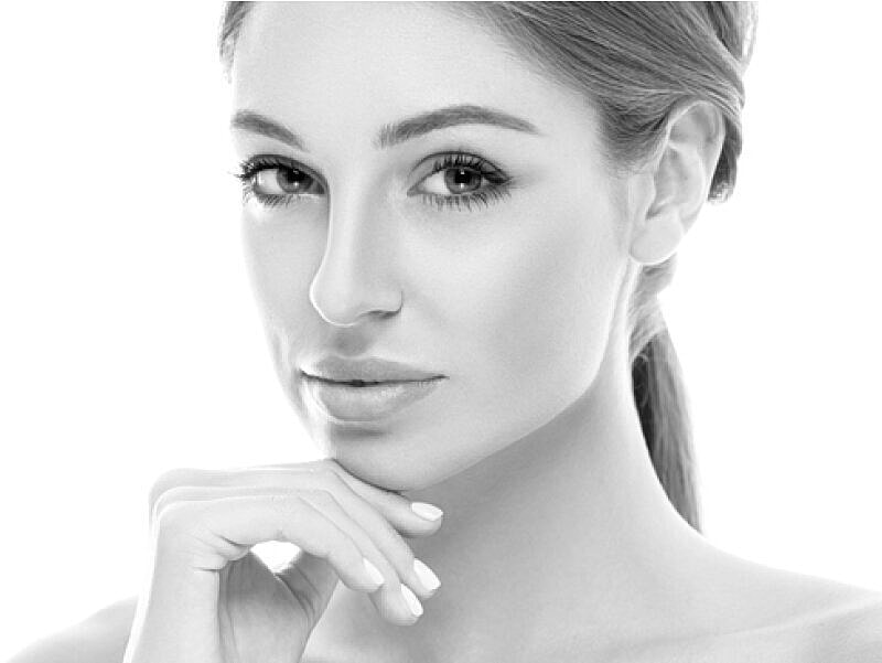Black and white portrait of a woman.