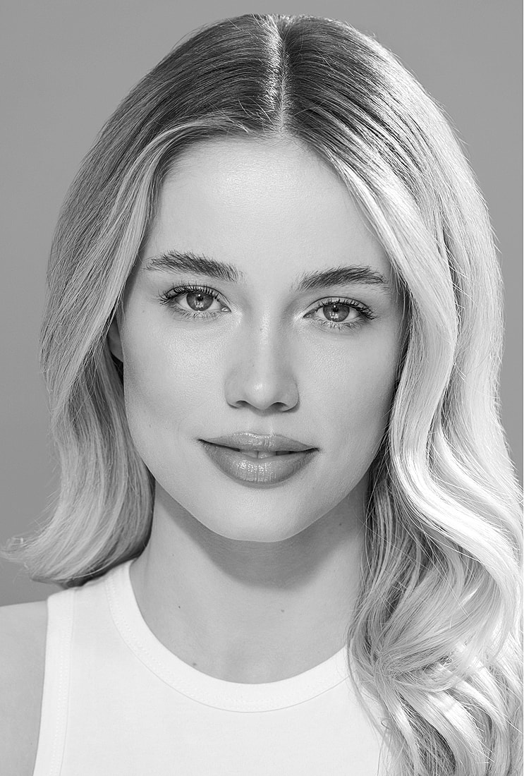 Black and white portrait of a young woman.